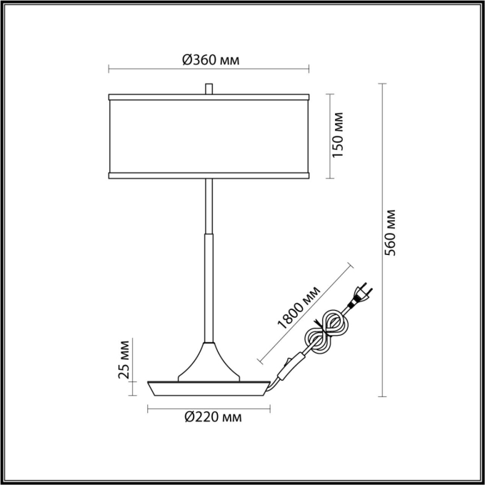Настольная лампа E27 LED 2*10W BERGI MODERN (В 2-х КОРОБКАХ) ODL24 203 ODEON LIGHT 5064/2T, схема товара Настольная лампа E27 LED 2*10W BERGI MODERN (В 2-х КОРОБКАХ) ODL24 203 ODEON LIGHT 5064/2T, схема товара