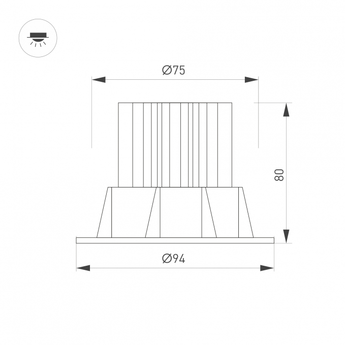 Светильник MS-ATOLL-BUILT-TURN-R94-10W Day4000 (WH, 60 deg, 230V), Arlight, 044600
