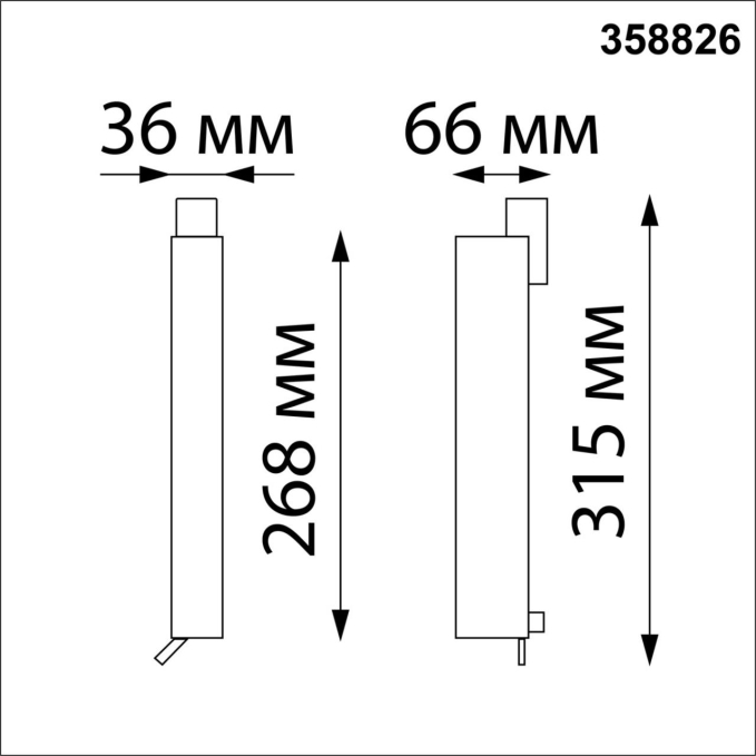 Светильник трековый однофазный трехжильный IP20 LED 4000K 18W 220V ITER PORT NT22 270 NOVOTECH 358826, схема товара Светильник трековый однофазный трехжильный IP20 LED 4000K 18W 220V ITER PORT NT22 270 NOVOTECH 358826, схема товара