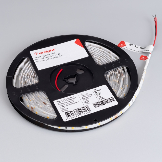 Светодиодная лента герметичная RTW-SE-A60-8mm 24V Cool 10K (7.2 W/m, IP65, 2835, 5m), Arlight, 020521(2), изображение 2 Светодиодная лента герметичная RTW-SE-A60-8mm 24V Cool 10K (7.2 W/m, IP65, 2835, 5m), Arlight, 020521(2), изображение 2