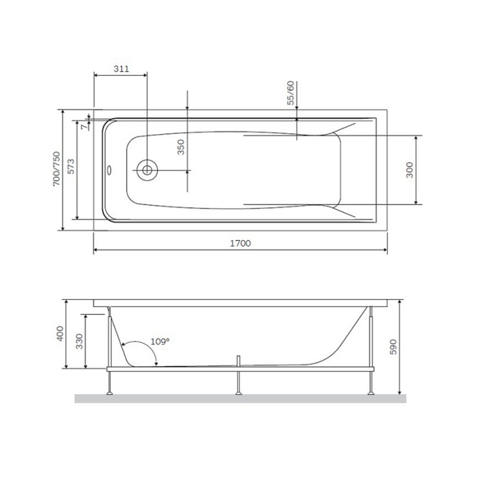 Каркас для ванны AM.PM Like W80A-170-070W-R Каркас для ванны AM.PM Like W80A-170-070W-R