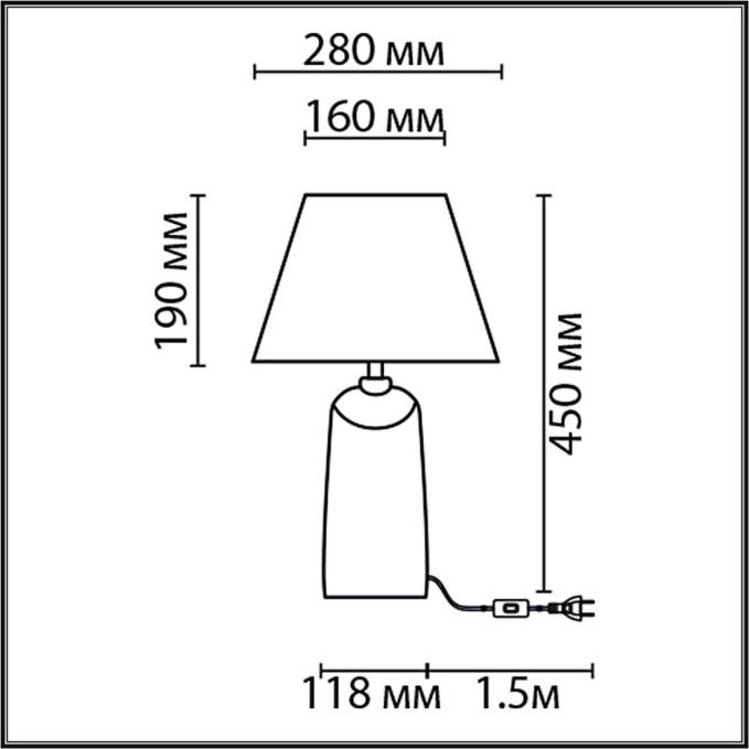 Настольная лампа Е27 1*60W 220V SINNA CLASSI LN26 475 LUMION 8211/1T, схема товара