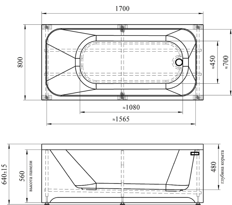 Ванна акриловая Radomir Прованс 170x80 1-01-0-0-1-192 пристенная c каркасом Ванна акриловая Radomir Прованс 170x80 1-01-0-0-1-192 пристенная c каркасом