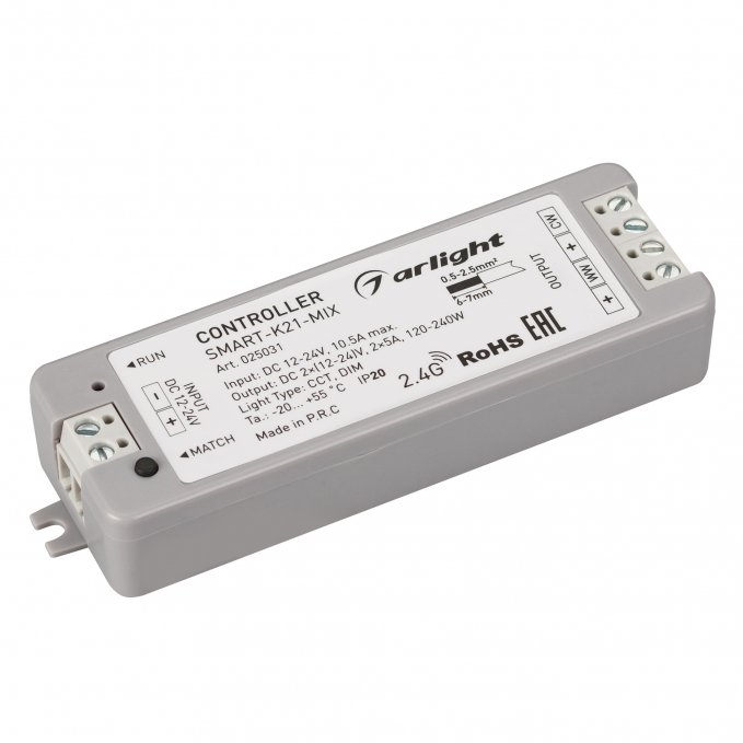 Контроллер SMART-K21-MIX (12-24V, 2x5A, 2.4G), Arlight, 025031, изображение 1 Контроллер SMART-K21-MIX (12-24V, 2x5A, 2.4G), Arlight, 025031, изображение 1