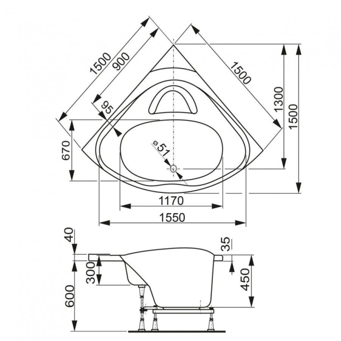 Ванна акриловая Vagnerplast Athena 150x150 VPBA150ATH3E-04 Ванна акриловая Vagnerplast Athena 150x150 VPBA150ATH3E-04