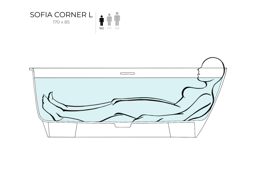 Ванна из искусственного камня Salini Sofia Corner 170x85 L 102525M белая матовая угловая Ванна из искусственного камня Salini Sofia Corner 170x85 L 102525M белая матовая угловая