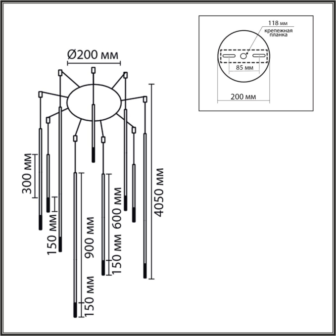 Люстра LED 27W 3000K 220V STICK LEDIO LN26 000 LUMION 8400/27L, схема товара Люстра LED 27W 3000K 220V STICK LEDIO LN26 000 LUMION 8400/27L, схема товара