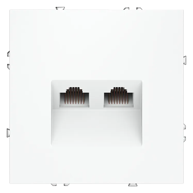 Розетка компьютерная встраиваемая VOLTUM S70 двойная RJ45+RJ45 кат.6, (белый матовый), Voltum, VLS060202