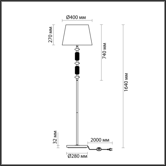 Торшер E27 1*60W 4861/1FA CANDY CLASSIC ODL_EX22 133 ODEON LIGHT 4861/1FA, схема товара Торшер E27 1*60W 4861/1FA CANDY CLASSIC ODL_EX22 133 ODEON LIGHT 4861/1FA, схема товара