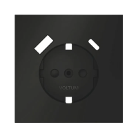Накладка для розетки с заземлением и защитными шторками, с USB A+C, S70 (черный матовый), Voltum, VLS001008