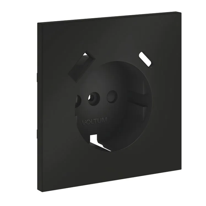 Накладка для розетки с заземлением и защитными шторками, с USB A+C, S70 (черный матовый), Voltum, VLS001008 Накладка для розетки с заземлением и защитными шторками, с USB A+C, S70 (черный матовый), Voltum, VLS001008