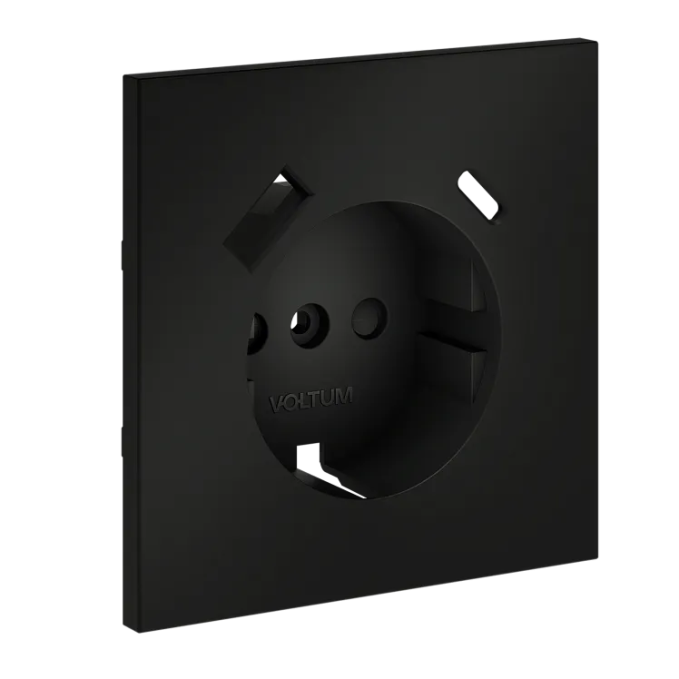 Накладка для розетки с заземлением и защитными шторками, с USB A+C, S70 (черный матовый), Voltum, VLS001008 Накладка для розетки с заземлением и защитными шторками, с USB A+C, S70 (черный матовый), Voltum, VLS001008