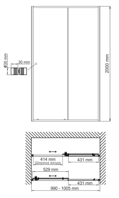 Душевая дверь WasserKRAFT Rhin 44S12