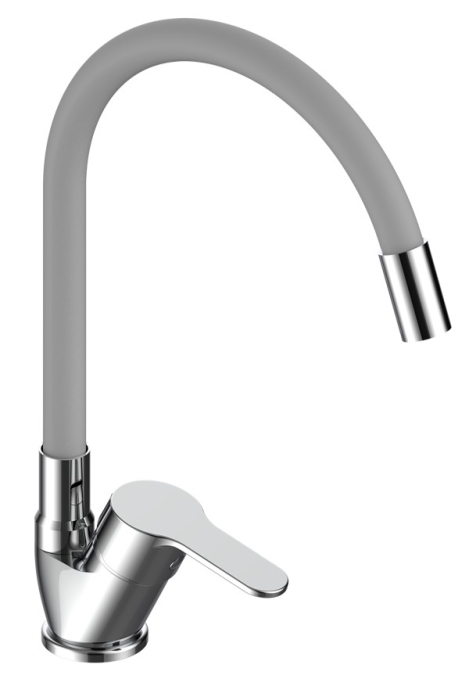 Смеситель для кухонной мойки Voda Tide TD519G хром с серым глянцевый с гибким изливом