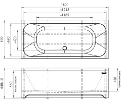 Ванна акриловая Radomir Прованс 180x80 1-01-0-0-1-185 пристенная c каркасом Ванна акриловая Radomir Прованс 180x80 1-01-0-0-1-185 пристенная c каркасом