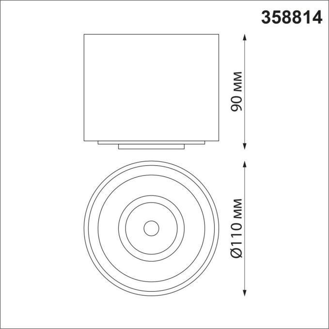 Светильник накладной светодиодный IP20 LED 18W 1600Лм 4000K 220V GESSO OVER NT21 432 NOVOTECH 358814, схема товара Светильник накладной светодиодный IP20 LED 18W 1600Лм 4000K 220V GESSO OVER NT21 432 NOVOTECH 358814, схема товара