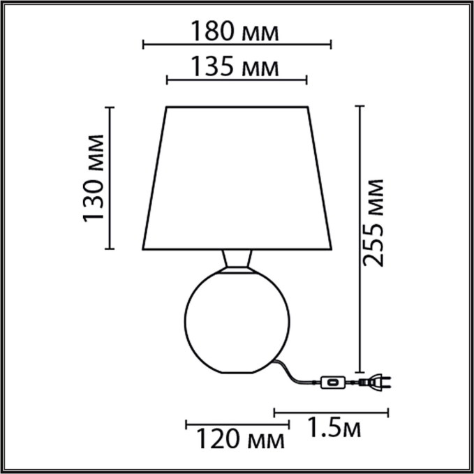 Настольная лампа Е27 1*60W 220V TAREKA CLASSI LN26 505 LUMION 8214/1T, схема товара Настольная лампа Е27 1*60W 220V TAREKA CLASSI LN26 505 LUMION 8214/1T, схема товара