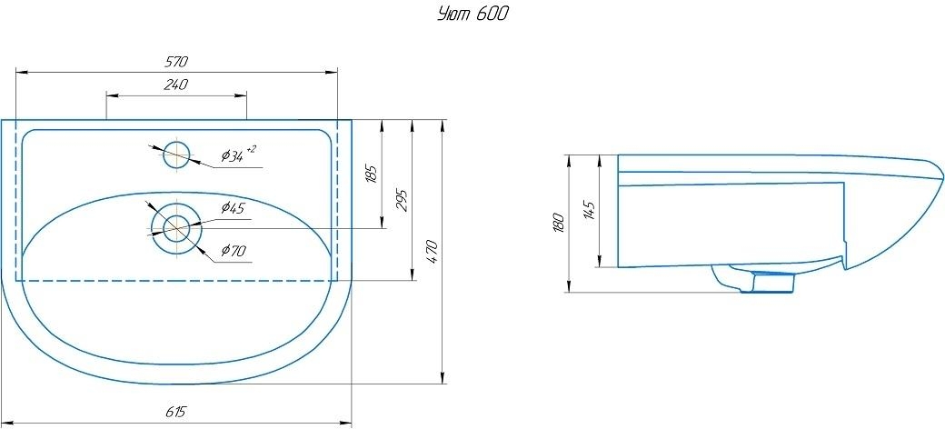 Встраиваемая раковина Rosa Уют 4620008192772 60 см белая Встраиваемая раковина Rosa Уют 4620008192772 60 см белая
