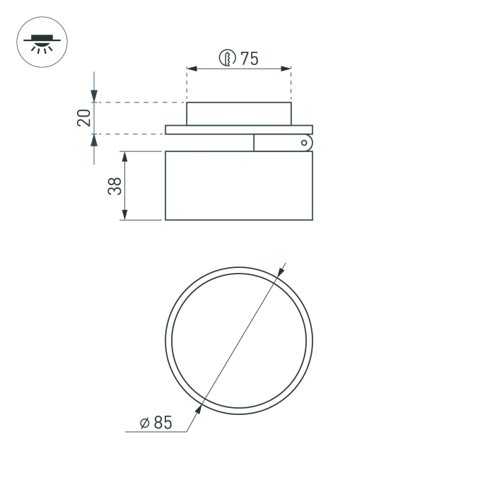 Светильник LGD-POT-BUILT-R85-12W Day4000 (BK, 100 deg, 230V), Arlight, 045783, изображение 2 Светильник LGD-POT-BUILT-R85-12W Day4000 (BK, 100 deg, 230V), Arlight, 045783, изображение 2