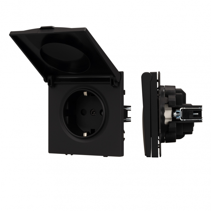 Механизм розетки влагозащищённый SCT-NOBE-MCP-SFPL-BK (230V, 16A), Arlight, 054281, изображение 1 Механизм розетки влагозащищённый SCT-NOBE-MCP-SFPL-BK (230V, 16A), Arlight, 054281, изображение 1