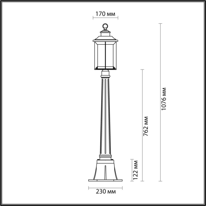 Ландшафтный светильник 107см E27 1*60W IP44 MAVRET NATURE ODL22 703 ODEON LIGHT 4961/1F, схема товара Ландшафтный светильник 107см E27 1*60W IP44 MAVRET NATURE ODL22 703 ODEON LIGHT 4961/1F, схема товара
