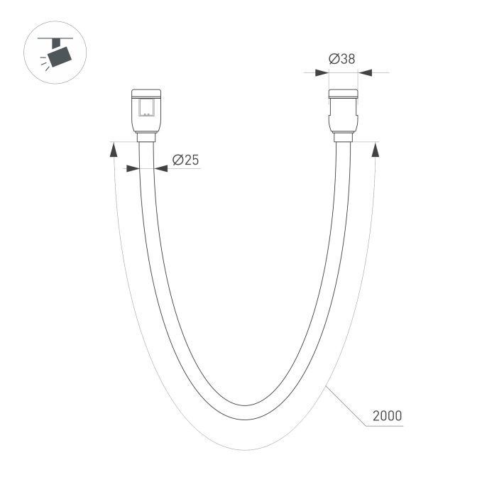 Светильник ART-APRIORI-TUBE-ELASTIC-R38-L2000-24W Warm3000 (OG, 360 deg, 48V), Arlight, 053984, изображение 2 Светильник ART-APRIORI-TUBE-ELASTIC-R38-L2000-24W Warm3000 (OG, 360 deg, 48V), Arlight, 053984, изображение 2