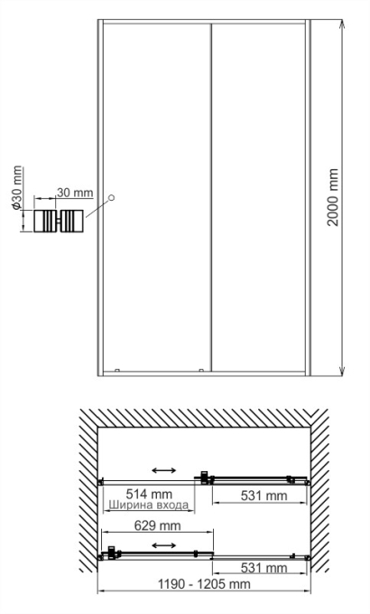 Душевая дверь WasserKRAFT Rhin 44S05