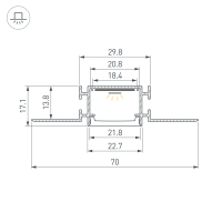 Профиль FANTOM-BENT-W23-SIDE-2000 ANOD, Arlight, 040331(1)