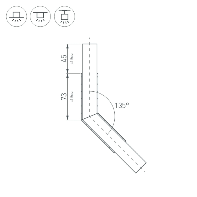 Угол PLS-LOCK-H25-L135 (с экраном MAT-L), Arlight, 026136, изображение 2 Угол PLS-LOCK-H25-L135 (с экраном MAT-L), Arlight, 026136, изображение 2