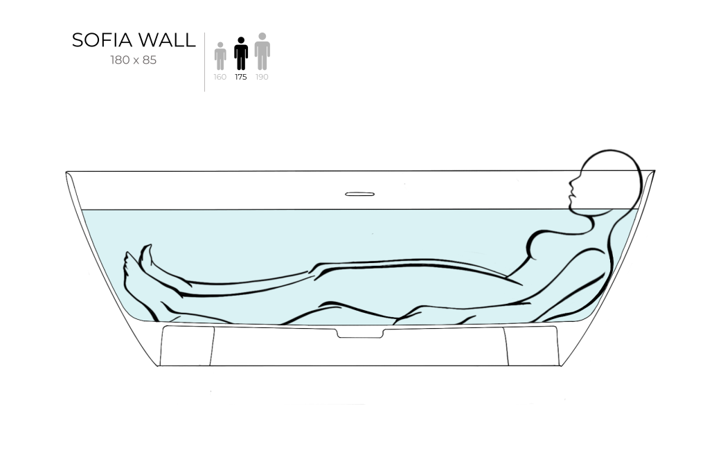 Ванна из искусственного камня Salini Sofia Wall 180x85 102523M белая матовая пристенная