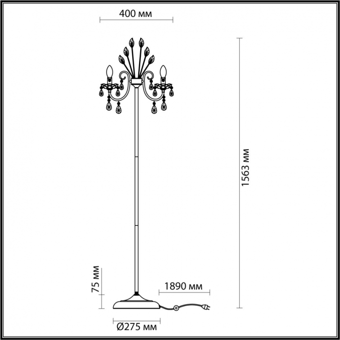 Торшер E14 3*40W VERSIA HALL ODL23 627 ODEON LIGHT 4977/3F, схема товара Торшер E14 3*40W VERSIA HALL ODL23 627 ODEON LIGHT 4977/3F, схема товара