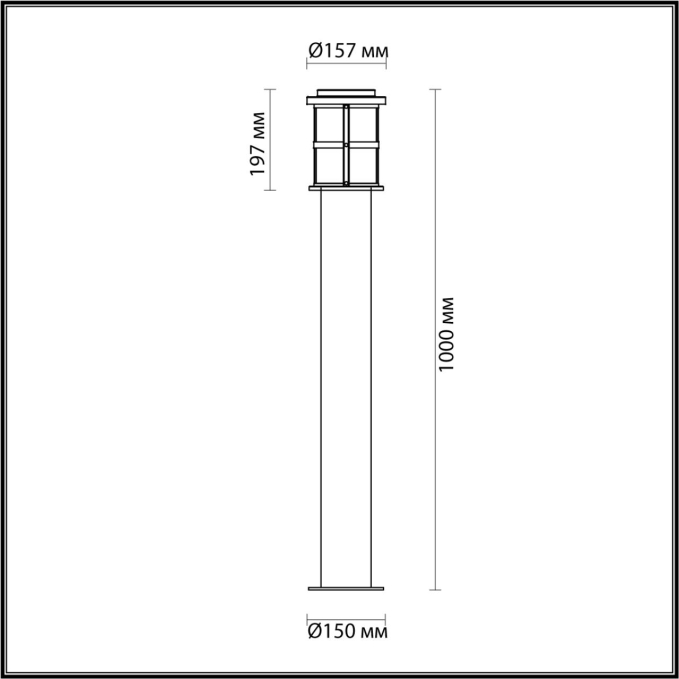 Ландшафтный светильник на столбе E27 1*60W IP44 MAGUS NATURE ODL22 715 ODEON LIGHT 4964/1F, схема товара Ландшафтный светильник на столбе E27 1*60W IP44 MAGUS NATURE ODL22 715 ODEON LIGHT 4964/1F, схема товара