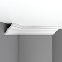 Карниз, плинтус потолочный гладкий Decomaster 96625F гибкий, 95x80x2400 мм