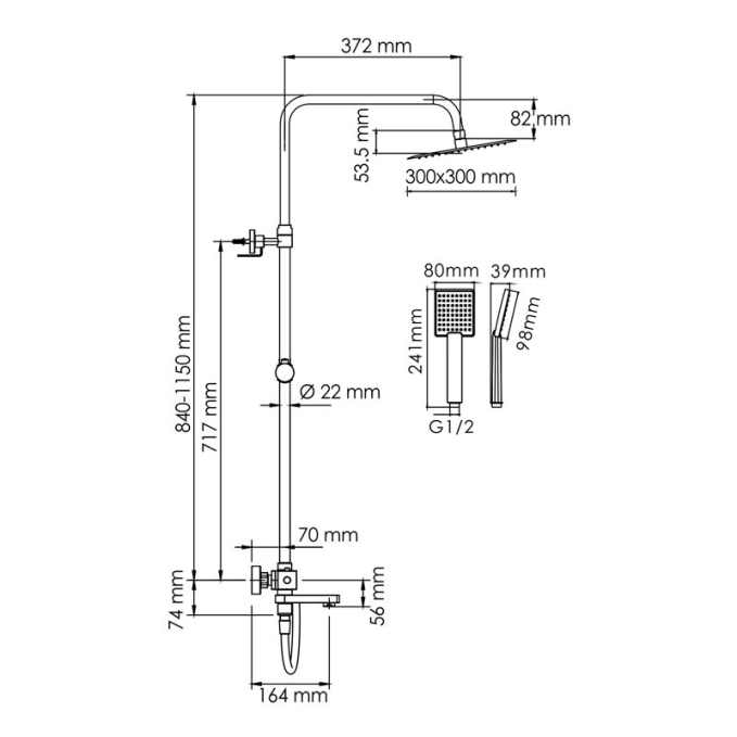 Душевая система WasserKRAFT  A199.118.141.087.CH T