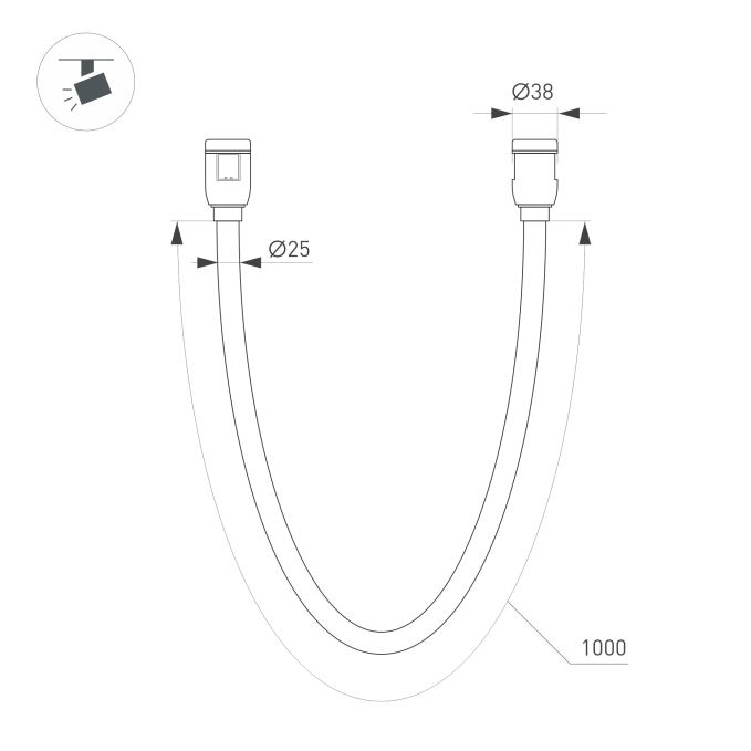 Светильник ART-APRIORI-TUBE-ELASTIC-R38-L1000-12W Day4000 (BK, 360 deg, 48V), Arlight, 049269, изображение 3 Светильник ART-APRIORI-TUBE-ELASTIC-R38-L1000-12W Day4000 (BK, 360 deg, 48V), Arlight, 049269, изображение 3