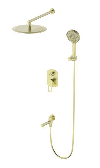 Душевой комплект со смесителем Wonzon & Woghand Frame WW-88939010-BG золото брашированный встраиваемый Душевой комплект со смесителем Wonzon & Woghand Frame WW-88939010-BG золото брашированный встраиваемый