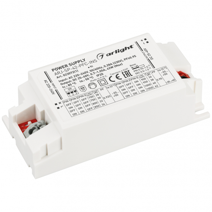 Блок питания ARJ-SP-42-PFC-INS (42W, 25-40V, 0.7-1.05A), Arlight, 023072(1), изображение 1 Блок питания ARJ-SP-42-PFC-INS (42W, 25-40V, 0.7-1.05A), Arlight, 023072(1), изображение 1