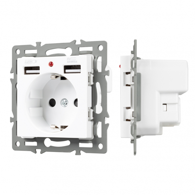 Механизм розетки с USB зарядкой SCT-MUAA-PL-WH (250V, 16A), Arlight, 043733, изображение 1 Механизм розетки с USB зарядкой SCT-MUAA-PL-WH (250V, 16A), Arlight, 043733, изображение 1