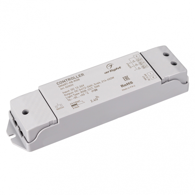 Контроллер SMART-K8-RGB (12-24V, 3x6A, 2.4G), Arlight, 023023, изображение 1 Контроллер SMART-K8-RGB (12-24V, 3x6A, 2.4G), Arlight, 023023, изображение 1