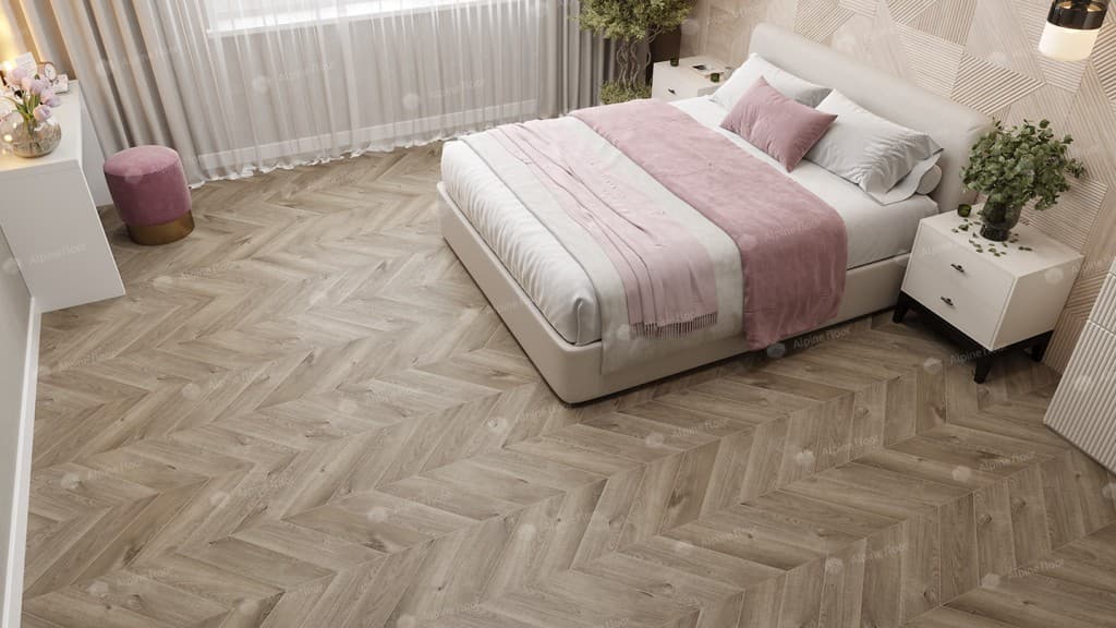 Каменный ламинат SPC Alpine Floor Chevron Alpine Дуб Натуральный Отбеленный, ECO 18-3 MC