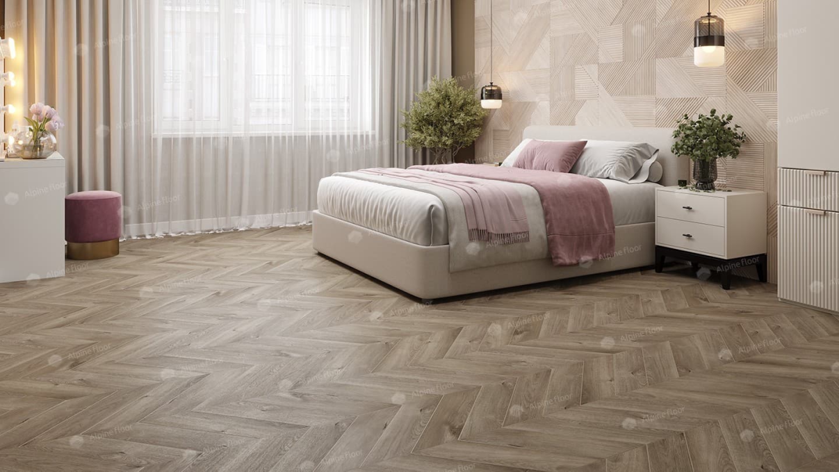 Каменный ламинат SPC Alpine Floor Chevron Alpine Дуб Натуральный Отбеленный, ECO 18-3 MC