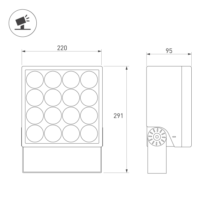 Светильник ALT-BLOCK-S220x220-50W Warm3000 (GR, 3 deg, 230V), Arlight, 054755, изображение 4