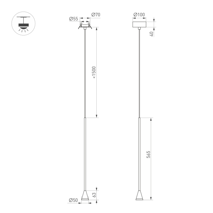 Светильник SP-RINAR-HANG-L565-5W Warm3000 (BK, 36 deg, 230V) , Arlight, 059323, изображение 4