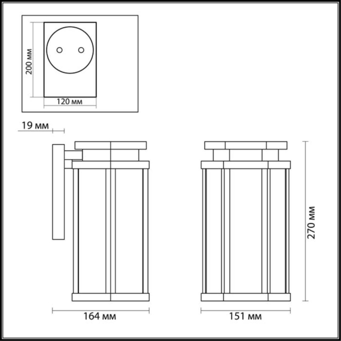 Уличный настенный светильник IP44 E27 100W 220V GINO NATURE ODL18 707 ODEON LIGHT 4048/1W, схема товара Уличный настенный светильник IP44 E27 100W 220V GINO NATURE ODL18 707 ODEON LIGHT 4048/1W, схема товара