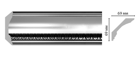 Карниз, плинтус потолочный Decomaster 100C-63ШК/14, 69x69x2400 мм