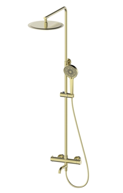 Душевая стойка со смесителем Wonzon & Woghand Stick WW-88739903-BG золото брашированная с термостатом