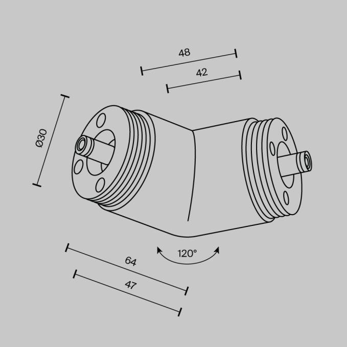 Угловой коннектор 120° для системы Shelf без ввода питания, CA018LWC-B, изображение 4 Угловой коннектор 120° для системы Shelf без ввода питания, CA018LWC-B, изображение 4