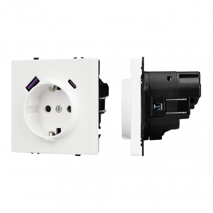 Механизм розетки с USB зарядкой SCT-NOBE-MUAC-SFPL-WH (230V, 16A), Arlight, 054284, изображение 1 Механизм розетки с USB зарядкой SCT-NOBE-MUAC-SFPL-WH (230V, 16A), Arlight, 054284, изображение 1