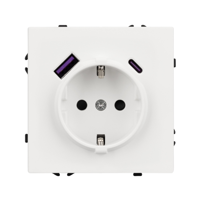Механизм розетки с USB зарядкой SCT-NOBE-MUAC-SFPL-WH (230V, 16A), Arlight, 054284, изображение 2 Механизм розетки с USB зарядкой SCT-NOBE-MUAC-SFPL-WH (230V, 16A), Arlight, 054284, изображение 2