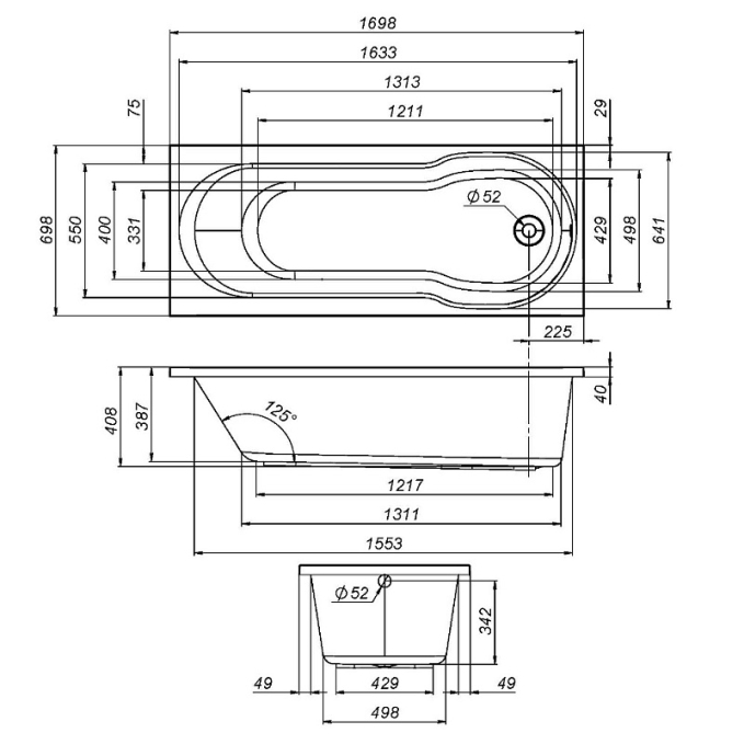 Каркас для ванны AM.PM X-Joy W88A-170-070W-R Каркас для ванны AM.PM X-Joy W88A-170-070W-R